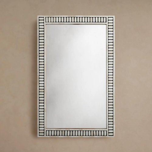Bone & Resin Grid Inlay Wall Mirror Frame