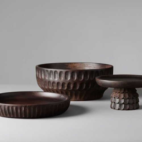 Carved Wooden Accent Bowl Set