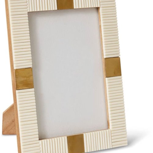 Cream & Golden Resin with Brass Accent Photo Frame