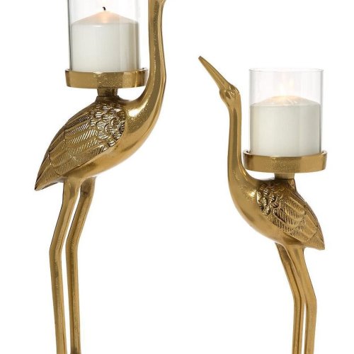 Decorative Crane Candle Holder Set