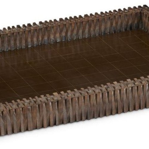 Decorative Grid Carved Wooden Tray