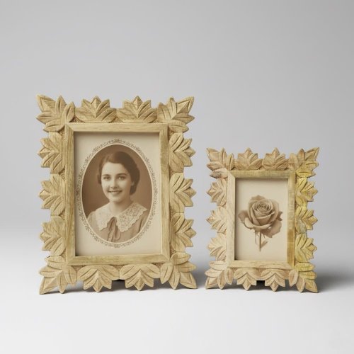 Decorative Leaf Carved Photo Frame Set