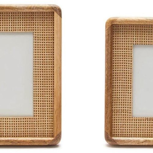 Decorative Wooden Rattan Photo Frame Set