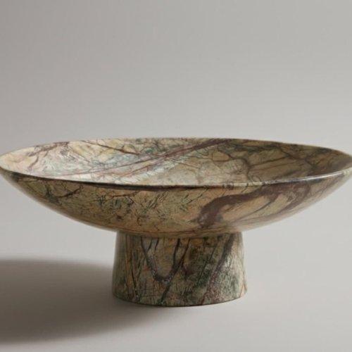 Earth Tone Marble Pedestal Bowl