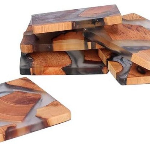 Resin & Wood Coaster Set