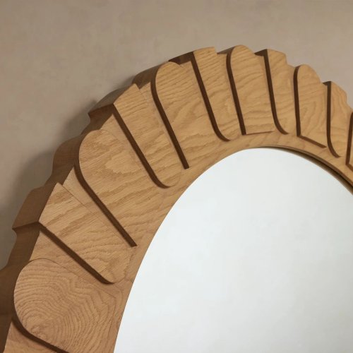 Sunburst Carved Wood Wall Mirror Frame