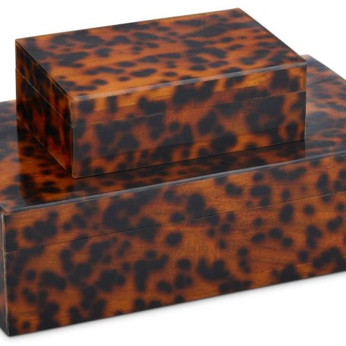 Tortoise Shell Resin Decorative Box Set OF 2 Pcs