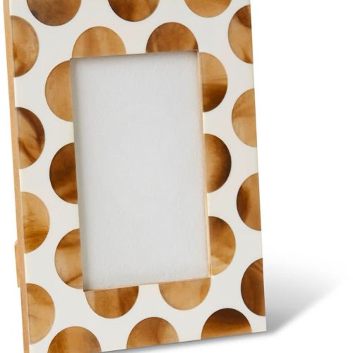 White Resin Frame with Brown Dot Inlay