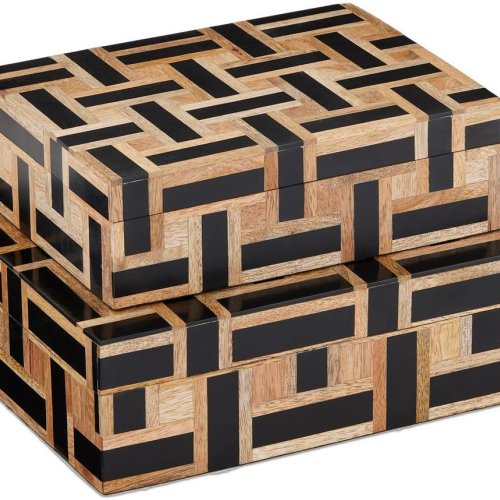 Wood & Resin Maze Inlay Organizer Box Set OF 2 Pcs