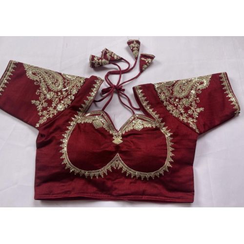 Bridal Maroon Embroidered Blouse
