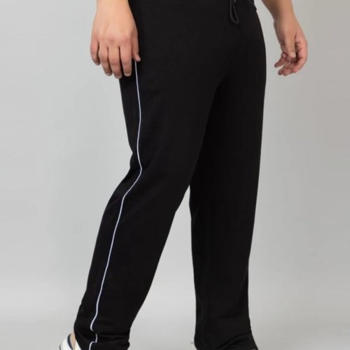 Black Cotton Blend Men Track Pant