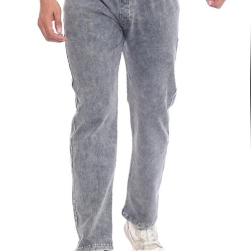 Ice Grey Men Denim Cotton Pant
