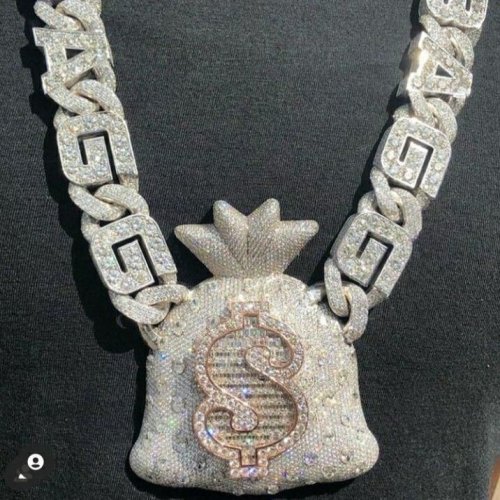 Dollar Silver Moissanite Diamond Pendant