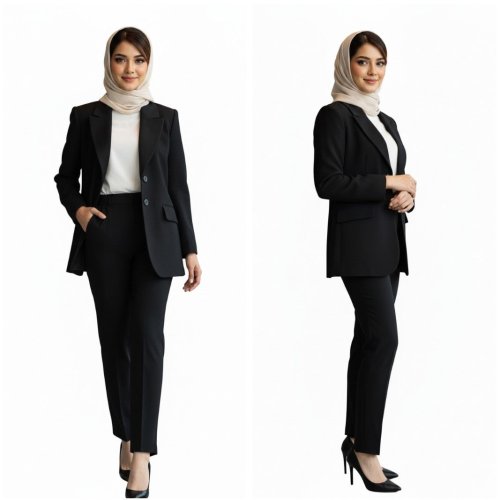 Ladies Plain Black Cotton Coat Pant