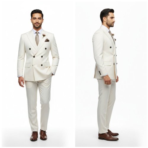 Mens Cotton Plain White Two Piece Suit