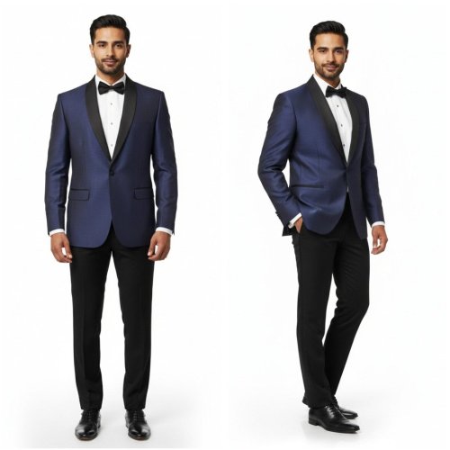 Mens Italian Fabric Navy Blue Blazer
