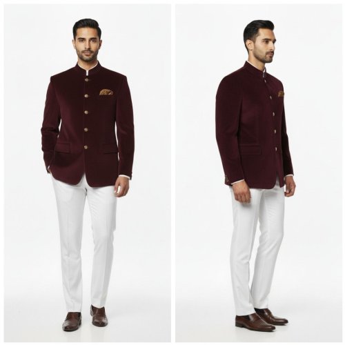 Mens Party Wear Maroon Velvet Blazer
