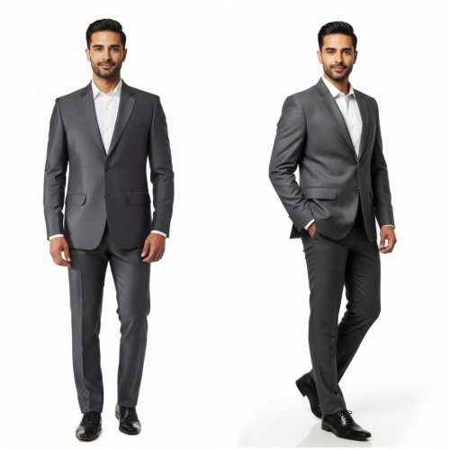 Mens Silver Grey Party Wear Two Piece Suit