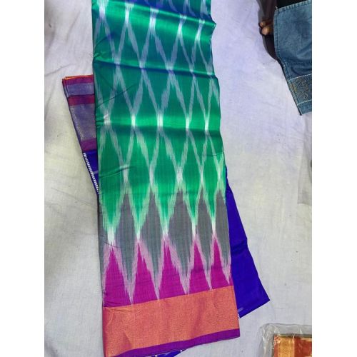 Block Printed Tussar Silk Saree