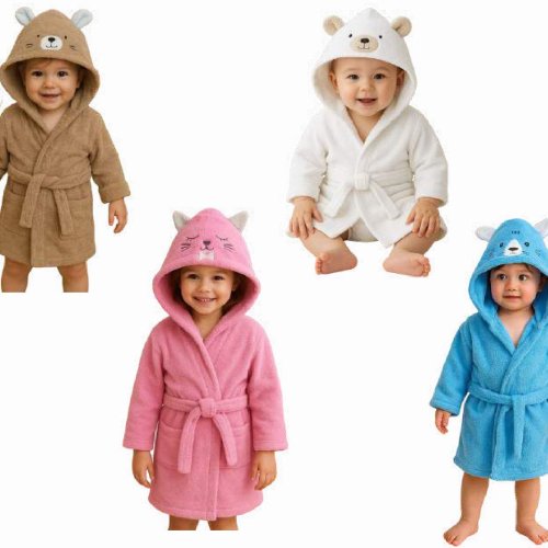 1 to 3 Year Girls Terry Hooded Bathrobe