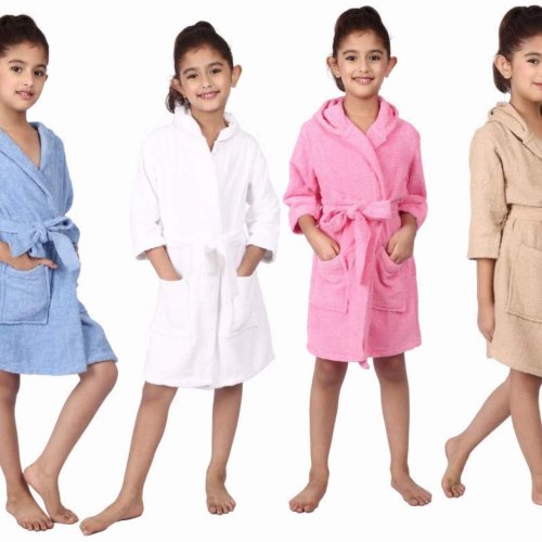 4 to 6 Year Girls Terry Hooded Bathrobe