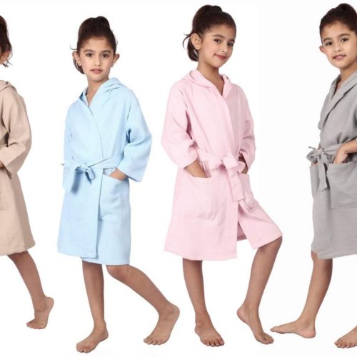 4 to 6 Year Girls Waffle Hooded Bathrobe