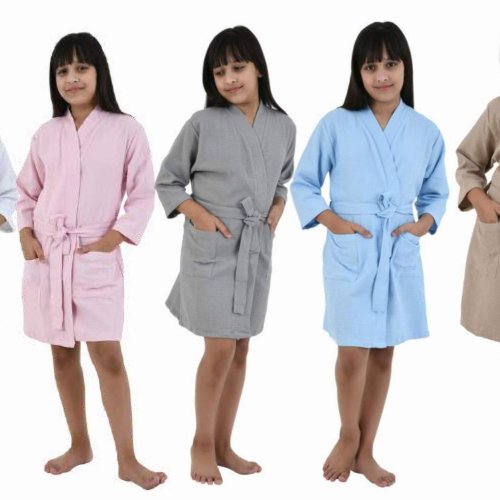 7 to 10 Year Girls Waffle Kimono Bathrobe