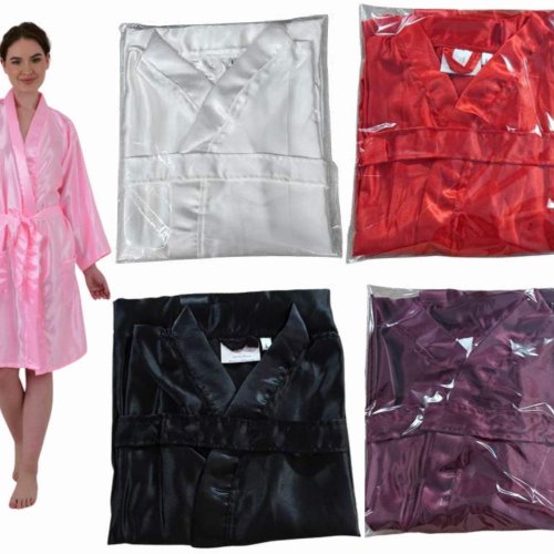 Ladies Plain Satin Bathrobe