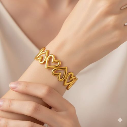 Brass Heart Link Bracelet