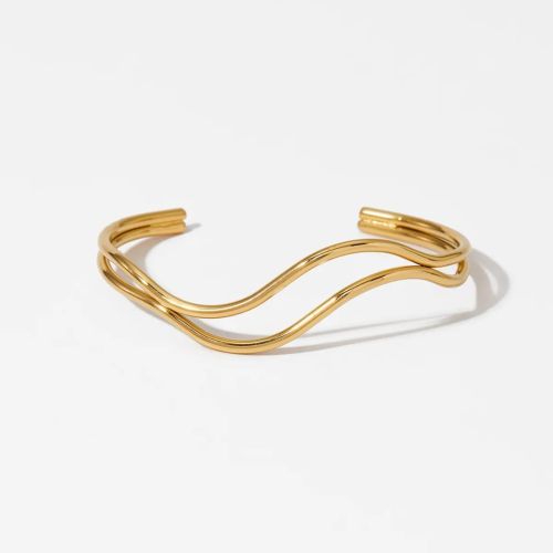 Brass Waveform Open Cuff Bracelet