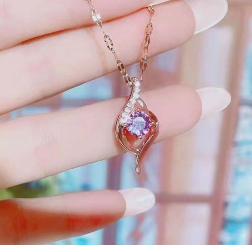 Golden Teardrop Purplestone Necklace