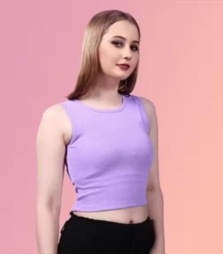 Ladies Lavender Ribline Tank Top