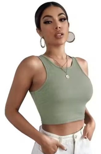 Ladies Light Olive Tank Top