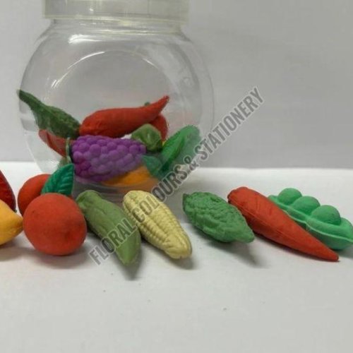 3D Fruit & Veggie Rubber Eraser Jar