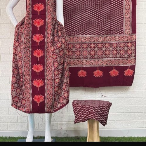 3 Piece Modal Printed Ladies Silk Suit