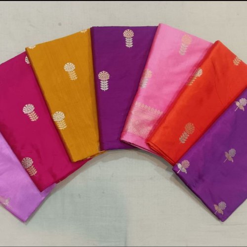 Multicolor Banarasi Weaving Pure Katan Silk Suit Set