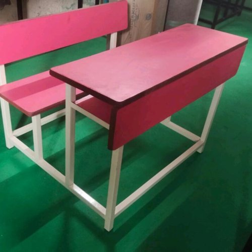 Pink Dual Seater Matt Finish Classroom Bench