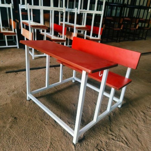 Red Dual Seater Classroom Bench
