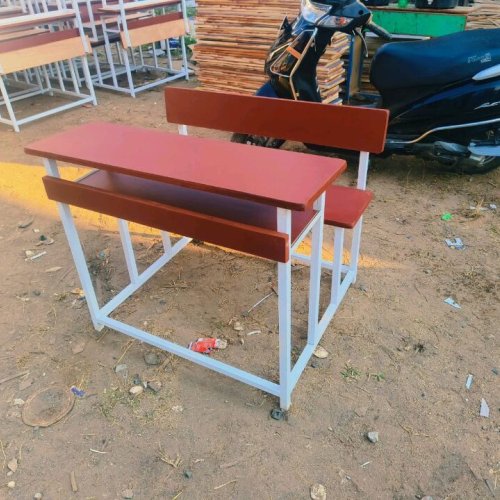 Red Dual Seater Matt Finish Classroom Bench