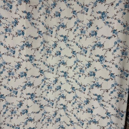 Blue Floral Pattern Pure Cotton Printed Bedsheet Fabric