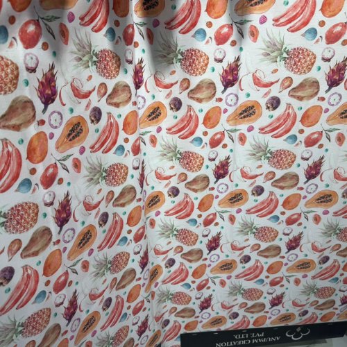 Lightweight Pure Cotton Fruits Digital Print Fabric