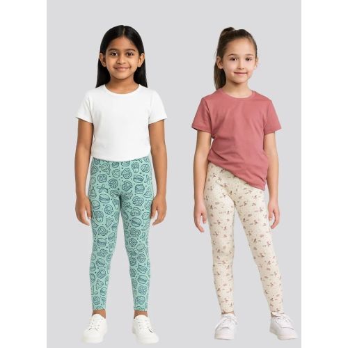 Kids Cartoon & Nature Print Legging Set