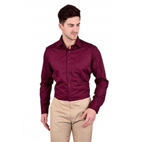 Mens Maroon Printed Resort Wear Shirt
