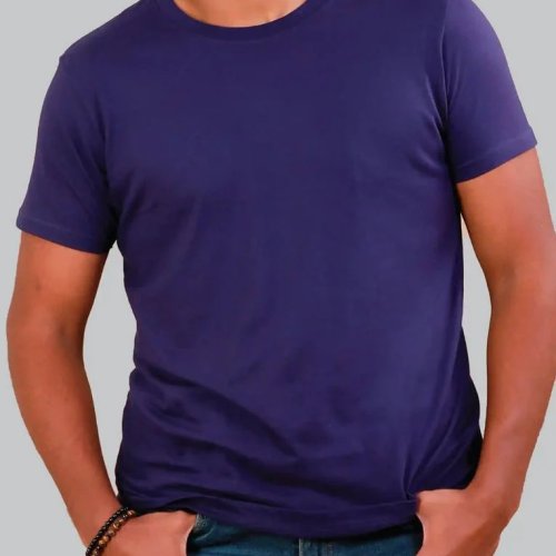 Mens Navy Blue Classic Round Neck T-Shirt