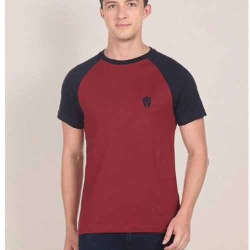 Mens Round Neck Maroon T-Shirt
