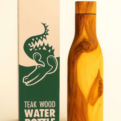 500ml Long Neck Wooden Insulated Copper Water Bottle