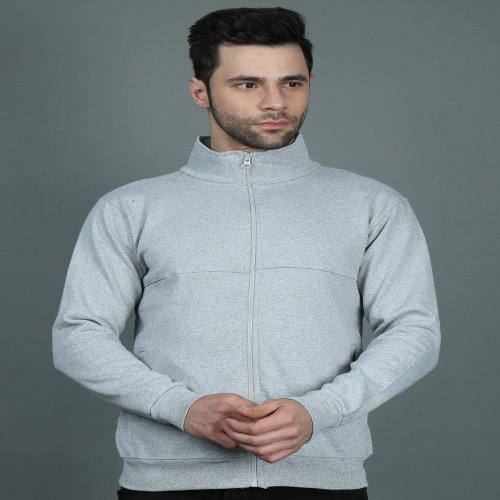 Mens Grey Cotton Fleece Jackets