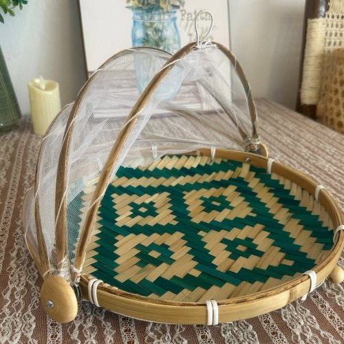 Bamboo Natural Mesh Dome Food Tray