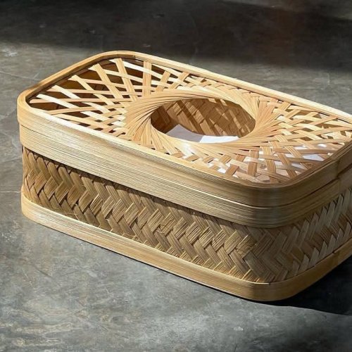 Bamboo Oval Slot Tissue Box Cover