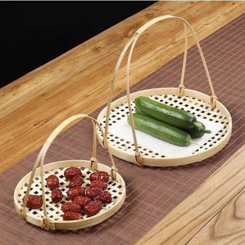 Bamboo Twin Handle Food Tray Set